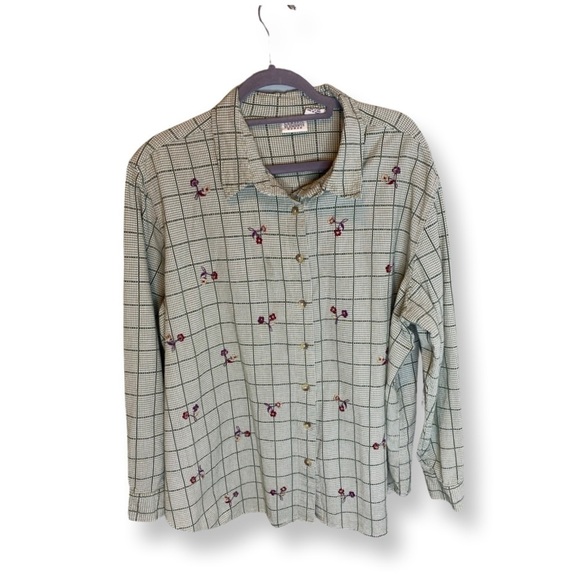 Classic Elements Floral Embroidered Button Down Shirt Size 3X - Picture 1 of 6